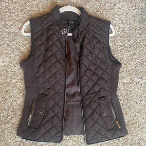 brown quilted vest